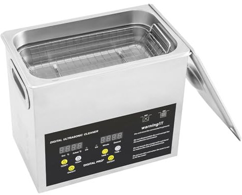 Dispositivo de limpieza por ultrasonidos, limpiador ultrasónico, gafas, dispositivo de limpieza ultrasónica, limpiador industrial, 3 L, 120 W, 40 KHz, con temporizador y calefacción (2 L)