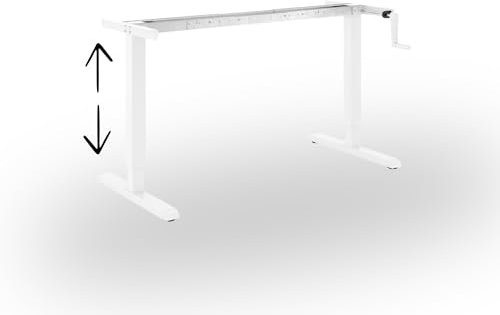 ACTIFORCE® Steelforce 300 HC – Höhenverstellbarer Schreibtisch per Handkurbel | Breitenverstellbares Tischgestell ohne Tischplatte & ohne Strom | Manuell verstellbar mit Tischbeinen | Weiß