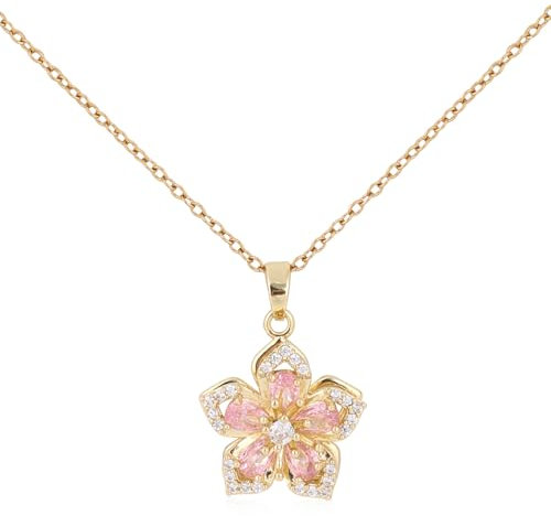 Mikovivi Flower Necklaces, Delicate Rotatable Crystal Bauhinia Flower Pendant Necklace Adjustable Anxiety Relief Fidget Jewelry for Women Retro Fashion Interesting Jewelry Accessories (Pink Diamond)