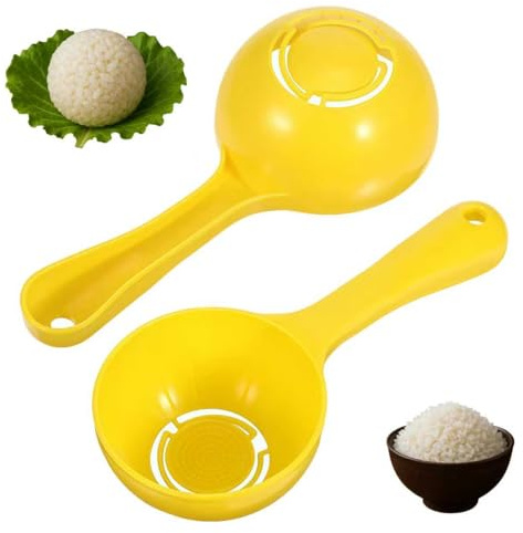 2 Pcs Yellow Half Round Rice Spoon Mold,Rice Serving Spoon Mold, Rice Ball Sushi Maker,Rice Ball Maker for Home Kitchen Restaurant