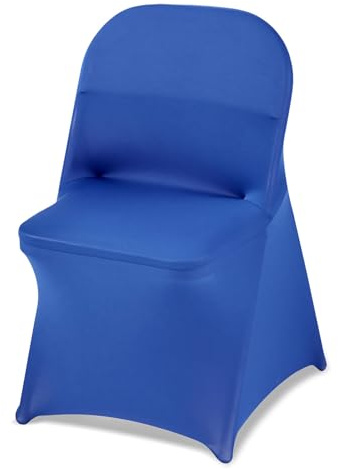 VEVOR 50 Pcs Blue Chair Covers, Polyester Spandex Chair Cover, Stretch Slipcovers for Wedding Party Dining Banquet Flat-Front Chair Covers, Fits Chair Measures up to 17.72 x 18.11 x 30.31 inch