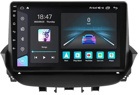 Radio Android 14 de Doble DIN con Pantalla táctil de 9 para Renault Laguna 2 (2001-2007), Bluetooth, Controles en el Volante, cámara Trasera AHD, navegación GPS (A1 1G+32G)