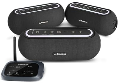 Avantree Harmony A2 – Sistema Di Altoparlanti Wireless Auracast Per Audio Di Sottofondo In Casa, Espandibile, Controllo A Un Pulsante, Bluetooth/Ottico/AUX, Per Restaurants E Piccoli Ambienti