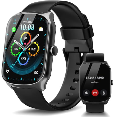 STECEi Smartwatch Herren Damen, 1.95 Fitnessuhr mit Telefonfunktion, Smart Watch 100+ Sportmodi, IP68 Wasserdicht, Fitness Tracker mit Schrittzähler, Pulsmesser und Schlafmonitor für iOS und Android