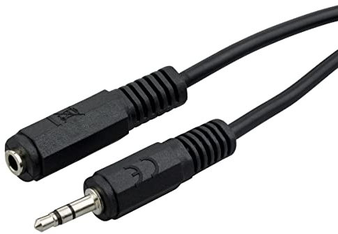 ecabo 10021 Stereo Audio Klinken-Verlängerung 3,5mm Klinken Stecker auf 3,5mm Klinken Buchse – AUX-Kabel – Verlängerungskabel – für Autoradios, MP3-Player, Receiver, Computer, Laptops, 2,00m, schwarz