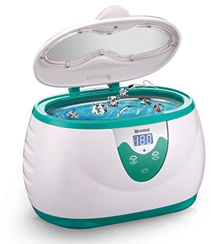 UKOKE Máquina de limpieza ultrasónica con temporizador para joyería, gafas y prótesis 0,6 L Verde