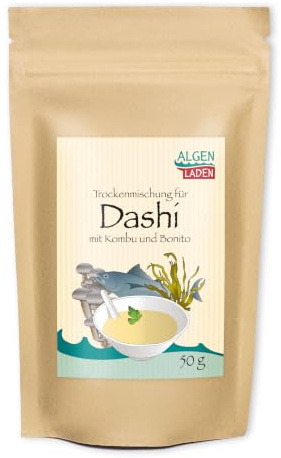 ALGENLADEN Trockenmischung für Dashi mit Kombu und Bonito - 50g | japanische Brühe | Instant Suppe | ohne Zusatzstoffe | ergibt 12 Liter