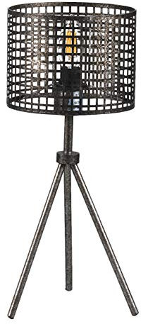 ONLI Lampada da Tavolo treppiede Stile Industrial in Metallo Traforato, Nero