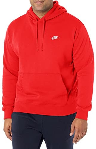 Nike Sportswear Club Fleece, Felpa con Cappuccio Uomo, Rosso University Red/White, M
