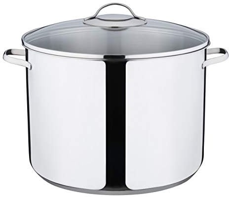 Kelomat, 1834-313 Classic - Cacerola alta con tapa de cristal, diámetro 30 cm, capacidad 15 litros, acero inoxidable, olla de pasta, olla sopa, olla de guiso