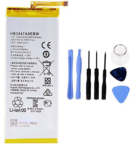 Akku mit hoher Kapazität 2600 mAh kompatibel mit Huawei P8 HB3447A9EBW mit Tool Kit enthalten