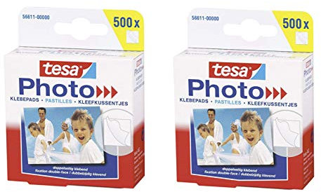 tesa Photo Klebepads, beidseitig klebend zur Erstellung eines Fotobuches, Big Pack (2X 500 Stück)