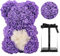Rose Bear - Unique Gifts for Her, Girls, Mom - Birthday, Flower Delivery - Clear Gift Box Included (Purple, 10in)