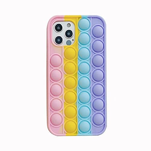 Fidget Toy Phone Case,Pop Fidget Phone Case,Pop Fidget Reliver Stressspielzeug Bubble Phone Case,Pop Bubble Protecive Phone Case,Weich Silikon Hülle Schutzhülle Stoßfest Handyhülle,iPhone 12/12 Pro