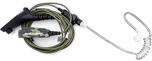 LIFE IS SIMPLE Headset für Motorola Funkgerät | Security Headset für Motorola DP Serie | mit Schallschlauch und PTT-Taste | Motorola MTP850s, Motorola MTP6650 und mehr | EMP3963-MD3 in Camouflage