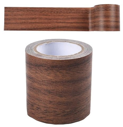 SagaSave Cinta adhesiva de reparación, 57 mm de ancho, 4,57 m cinta adhesiva de imitación de veta de madera, borde de papel tapiz con veta de madera para reparación de rayones en muebles (D)