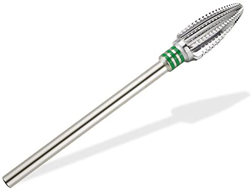 Premium HM-Fräser Bit Zapfenform aus Hartmetall mit Grober Querhiebverzahnung Nagelpflege Nailart Aufsatz für Acryl und Gelnägel Maniküre Pediküre Schleifer für alle gängigen Fußpflege Schleifgeräte