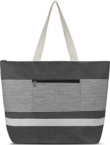 normani Sommertasche Damen Tasche Schultertasche 20 Liter Volumen - Strandtasche mit Außentasche mit Reißverschluss Farbe Anthrazit