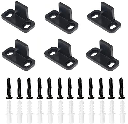 6 Pcs Floor Guide Clip Door Bottom Guide Door Hardware Guide Adjustable Quiet Smooth Sliding Bottom Floor Guide with Screws for Barn Wooden (Black)