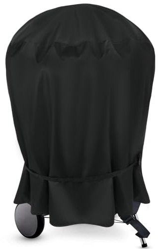 NettyPro Grill Cover for Weber Charcoal Kettle Grill 22 inch, Heavy Duty Waterproof Outdoor Round Smoker Cover, Fade and UV Resistant Small BBQ Grill Cover, 27 W x 25 D x 35 H, Black