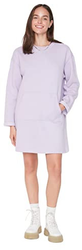 Trendyol Woman Mini Standard Lapel Collar Knit Dress Vestido, Lila, XS para Mujer