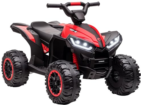 Aosom 12V Kids ATV Quad Car with Forward & Backward Function, Four Wheeler for Kids with Wear-Resistant Wheels, Music, Up to 3.7 MPH, Electric Ride-on ATV for Toddlers Ages 3+ Years Old, Red
