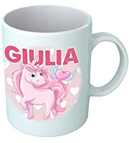 Tazza Unicorni - Nome Personalizzato - Rosa - Pink - Unicorn - Cuore - Bimba - Idee Regalo - Tazze Colazione - Bambina