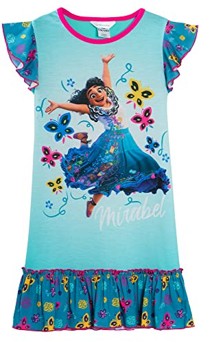 Disney Girls Encanto Nightdress Mirabel Short Sleeve Nightie Nightshirt with Frill Edge