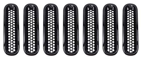Inserti Griglia, 7 Pezzi Griglia Paraurti Anteriore Auto Nera Adatta per Wrangler JK 2007-2017