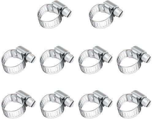 10 Pcs Hose Clips 6-12mm, Leryati Small Hose Pipe Clips Clamps, 304 Stainless Steel Hose Screws Clips Worm Drive Pipe for Workholding Devices Tube Pipe Clamps