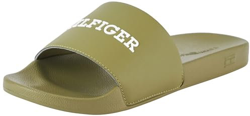 Tommy Hilfiger Hilfiger Raised Pool Slide FM0FM05022, Ciabatta Uomo, Verde (Mash Green), 43 EU