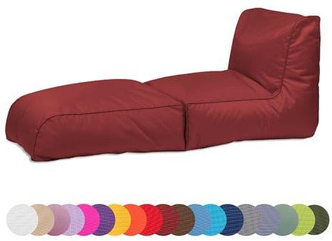 chilly pilley® Sitzsack, Faltbarer Pouf zum Sitzen und Liegen 2 in 1 – mit EPS-Füllung – Riesensitzsack – Kinder & Erwachsene – Outdoor Liegekissen Wasserfest Sitzkissen – viele Farben, dunkelrot