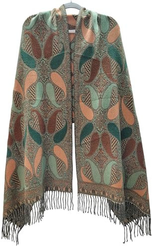 GFM® Schal mit Paisleymuster, Kaschmir-Textur, Paisleymuster, Blumenmuster, für Herbst und Winter, Paisshl-k-bord-nrg, 42