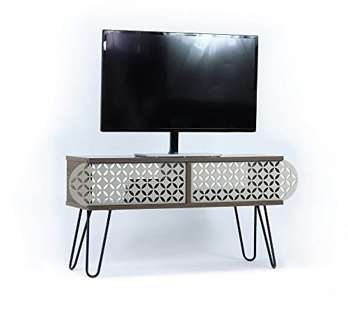 Mueble TV 106x48h en madera color nogal y pies metálicos - Ilia