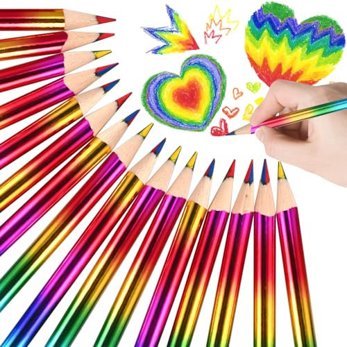 GOLDGE Einschulung Mädchen Schultüte Füllung – 16 Regenbogen Buntstifte Kinder, 4-in-1 Farbstifte zum Malen & Zeichnen, Mitgebsel Kindergeburtstag Gastgeschenke, Schule Basteln