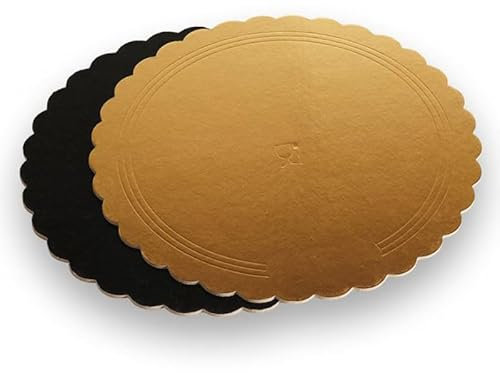 VIRSUS Dischi Sottotorta in Cartone di Colore Oro RC26, Diametro 26 cm, Piatto Vassoio Monouso Rotondo per Pasticceria, per Decorare, Servire e Trasportare Torte e Dolci, 5CFx5PZ (25)