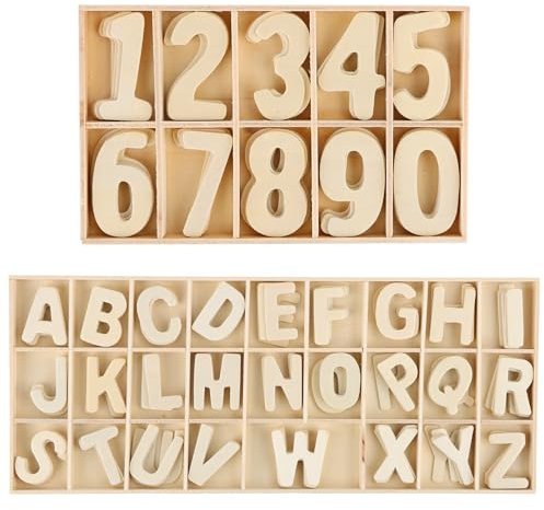 Holzbuchstaben Klein mit Zahlen Holz 180 Stück, Buchstaben Holz A-Z, Nummern Holz 0-9, Holzbuchstaben Kinder Deko Holz Buchstaben für Türschilder, kinderzimmertür, Hochzeit Deko