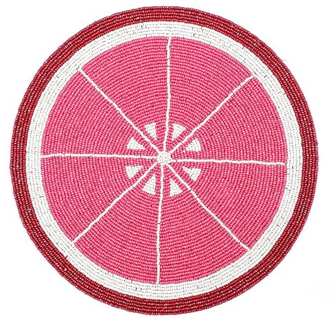 ALPHA Living HOME Elegante Tischsets mit Perlen in Hot Pink, 33 cm, runder Platzteller – handgefertigte Glasperlen-Tischsets für Ess- und Couchtischdekoration