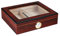 STEPHM Zigarren-Humidor-Box for 30 bis 35 Zigarren, Zigarrenetui, Zigarrenbox aus Zedernholz, Geschenk mit Glasplatte, Hygrometer, Luftbefeuchterstange und Trennwand(Color:Walnut)