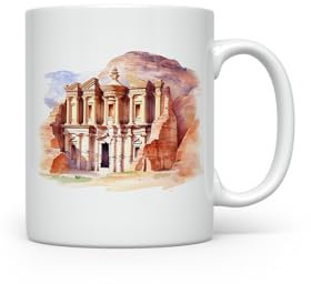 MAXIKIWI - Smooth Durable Ceramic Coffee or Tea Mug for Home or Office - Perfect for Any Occasion - 7 Wonders of The World - 300ml