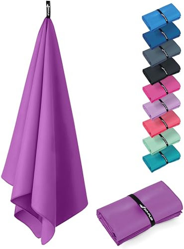 Fit-Flip Serviette Microfibre - Serviette de Bain Microfibre - Serviette Plage compacte, Ultra-légère et Rapidement sèche – Serviette Sport Musculation (1x 70x140cm Lila)