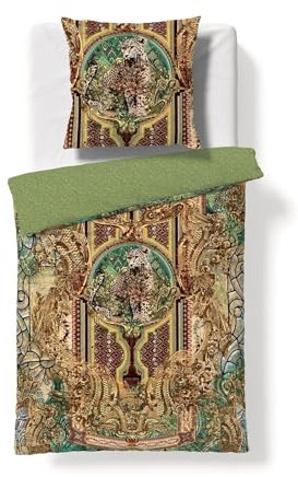 fleuresse Mako-Satin Bettwäsche Bed Art S Leicester gelb grün 1 Bettbezug 135 x 200 cm + 1 Kissenbezug 80 x 80 cm