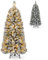 GYMAX 150 cm Albero di Natale Innevato, con 130 Luci LED Bianco Caldo, 378 Punte in PVC e Aghi di Pino, Base in Metallo, Decorazione Casa Ufficio, Folto Realistico