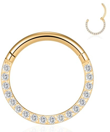 HENYQANN Daith Septum Ring Gold Conch 16G 8mm Helix Würfel Zirkon Tragus Knorpel Ohrring Augenbrauen Piercing