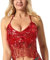 MUNAFIE Glitzer Pailletten Oberteil Damen Fransen Rückenfrei BH Festival Top Outfit Bauchtanz Oberteil Kostüm Rot