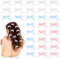 Lot de 30 mini barrettes à cheveux en satin avec nœud antidérapant - Petites épingles à cheveux kawaii en métal - Accessoire de coiffure pour femmes et filles (rose + bleu + blanc)
