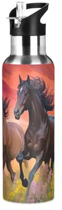 Waassud Borraccia termica in acciaio inox con cannuccia, per sport e bici, 623,7 g