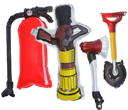 BESTonZON 4stücke Aufblasbarer Ballon in Feuerlöscherform Ballon in Schaufelform Aus Aluminiumfolie Reißfest Und Verschleißfest Für Feuerwehr-party-dekorationen Einfach Aufzublasen