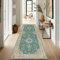Enyhom Teppich Läufer Flur 80 x 200 cm, rutschfest Washchbar Küchenteppich Modern Weich Kurzflor Blumenteppich Hochwertig Luxuriös Boho Läufer für Flur Wohnzimmer Korridor Schlafzimmer, Grün