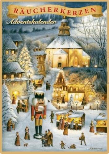 Räucherkerzen Adventskalender mit 24 Crottendorfer Räucherkerzen, Motiv: Seiffen